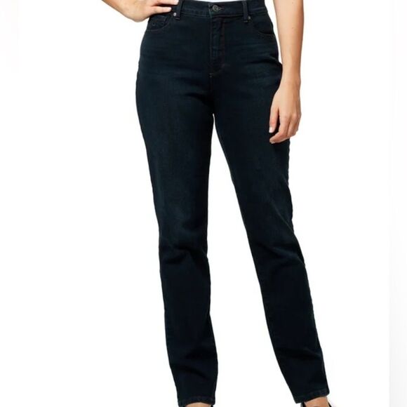 Gloria Vanderbilt Denim - Gloria Vanderbilt Black Straight Leg Jeans Size 16 Amanda High Rise Stretch edgy